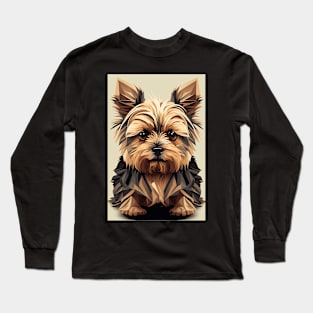 Super Cute Yorkshire Terrier Puppy Portrait Long Sleeve T-Shirt
